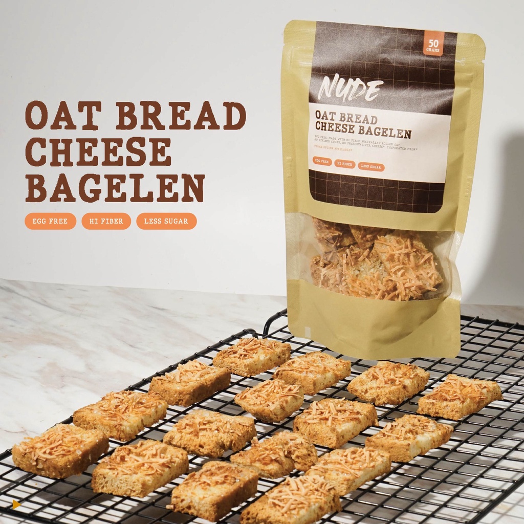 

Healthy Cheese Bagelen NUDE Oat Bread (Roti Tawar) Egg Free | Roti Kering Sehat Bagelen Keju