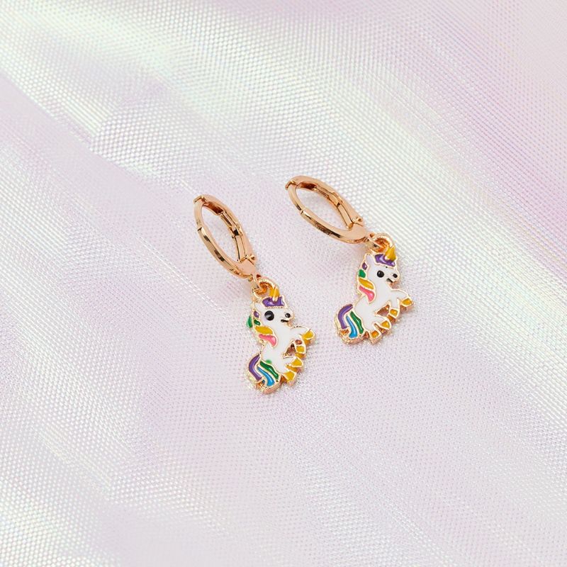Anting Anak Gantung Motif Little Poni Rainbow Anting Anak anti Karat berlapis Emas