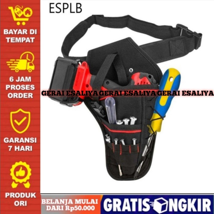 Tas Pinggang Perkakas Drill Holster Waist Tool Bag - GJ0199 - Hitam