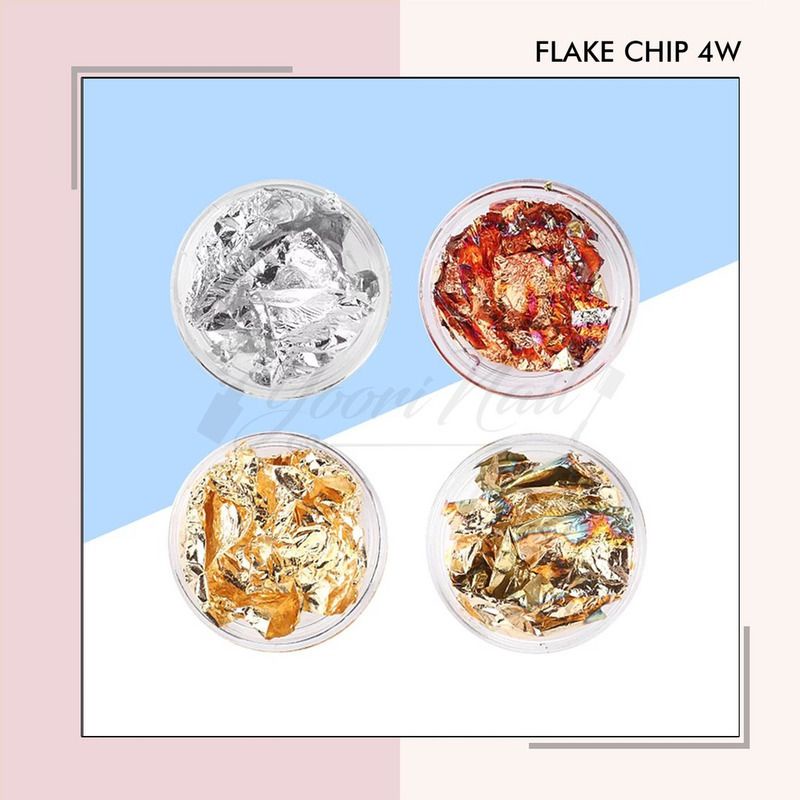 Flake chip mix 4 warna nail art foil nails hiasan kuku gold silver rose copper