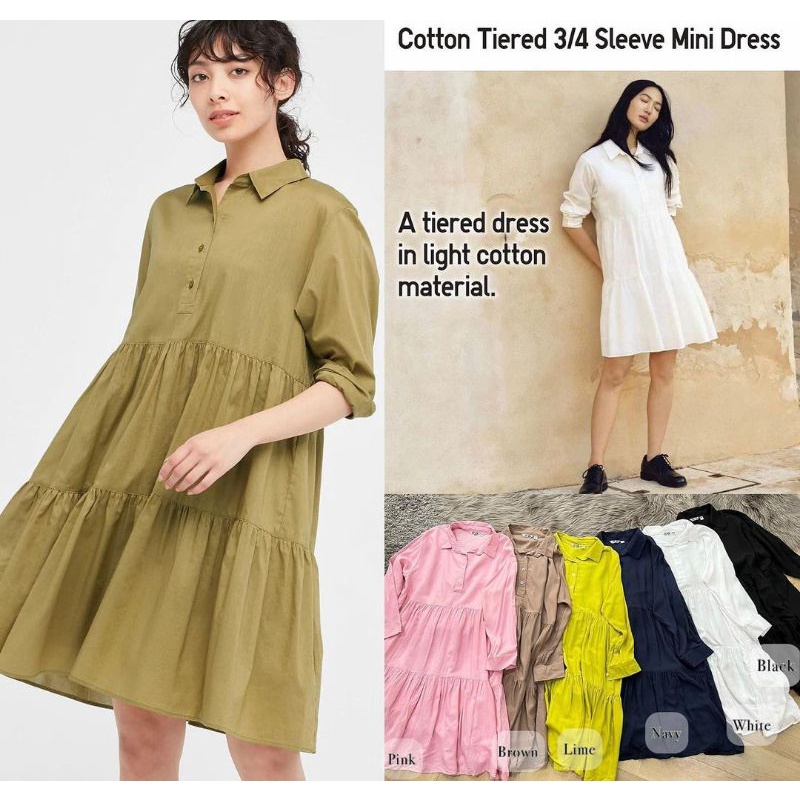Uniqlo tiered shirt tunic dress