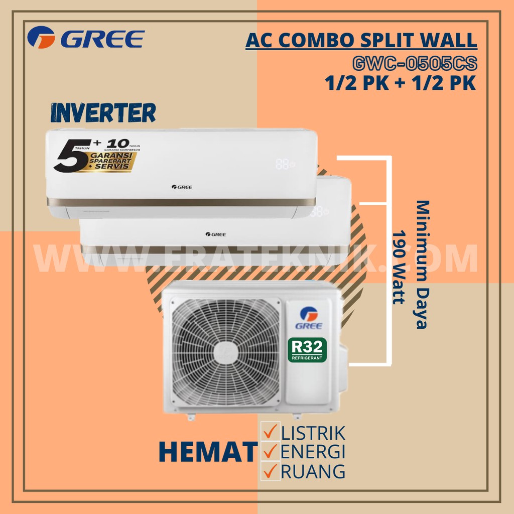 AC GREE COMBO SPLIT 1/2PK 1/2PK INVERTER