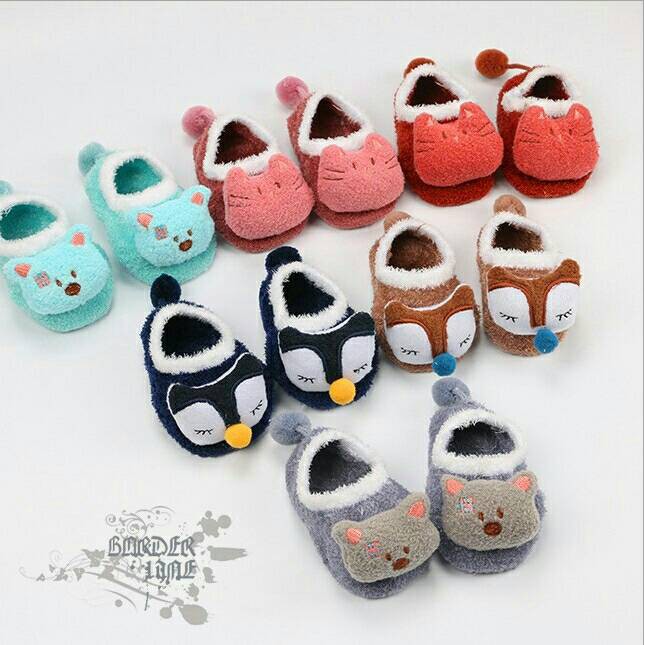 Kaos Kaki Lantai Bentuk Kepala Hewan Bahan Bulu Untuk Bayi