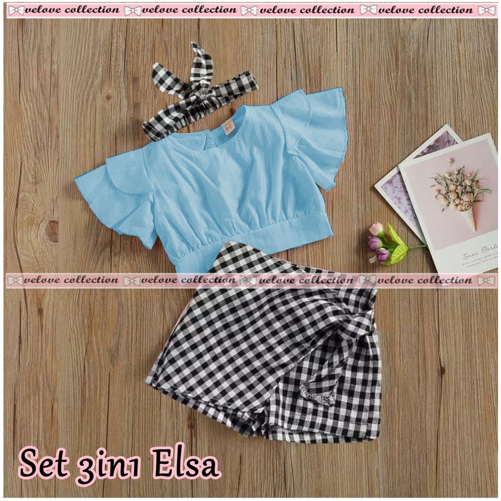 Set 3in1 Elsa kids Setelan Anak 3in1 Lyne Setelan Anak sabrina setelan baju anak sabrina BAJU FASHION ANAK KOREAN STYLE