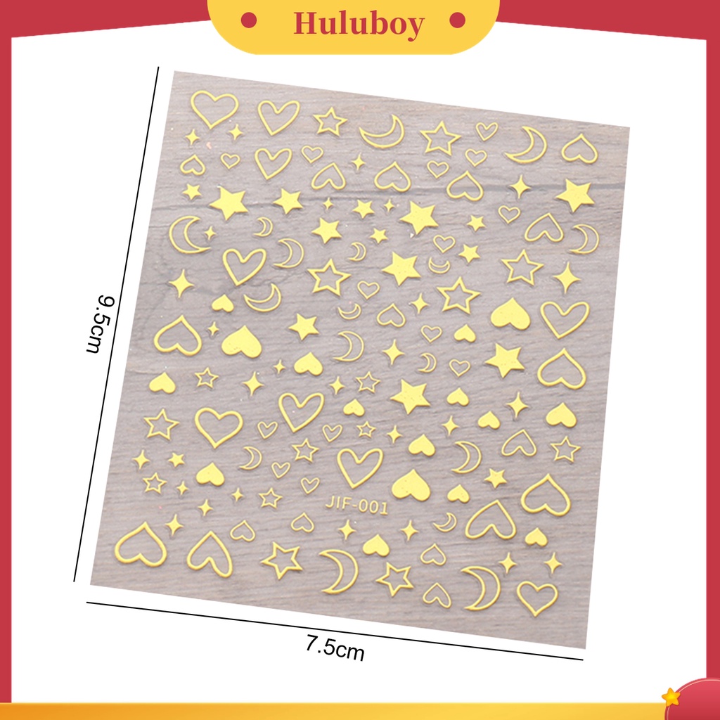 Huluboy Huluboy♡ Stiker Kuku Motif Hati / Bintang / Bulan Untuk Dekorasi Nail Art / Manicure