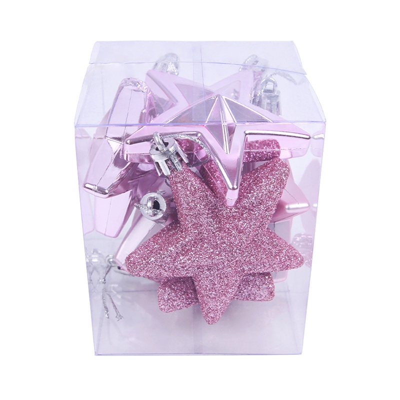 [6 Piece] [Christmas Home Decoration Products] [7CM Plastic Three-dimensional Five-pointed Star for Xmas Tree Decorative Pendants] [Christmas Decorative Hanging Ornaments]