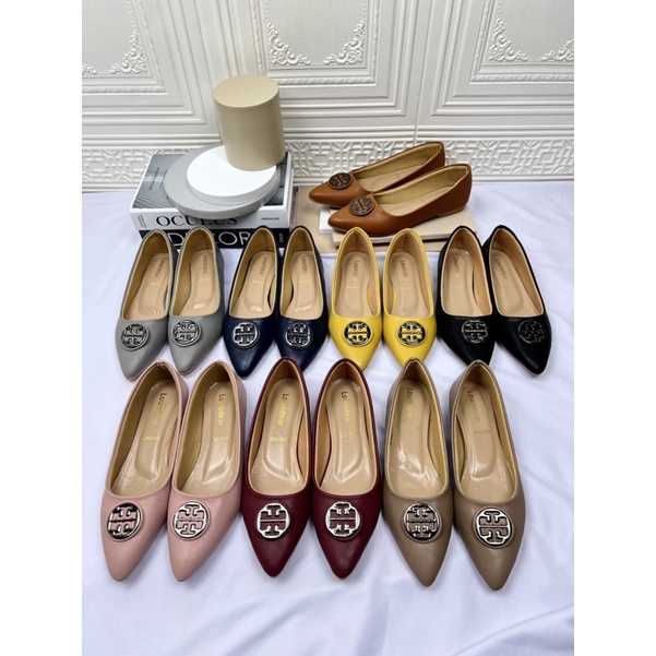 sepatu flat shoes wanita terbaru kekinian pesta LOUISDEAR flat shoes bahan dove B39