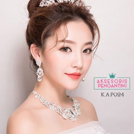 [STOCK TERBATAS] KALUNG PENGANTIN ANTING WEDDING NECKLACE MODERN SILVER KAP024