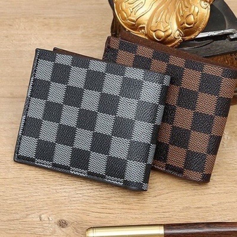 Glory Mart - Dompet Lipat Pria Wanita Unisex Motif LV Damier Kotak Kotak