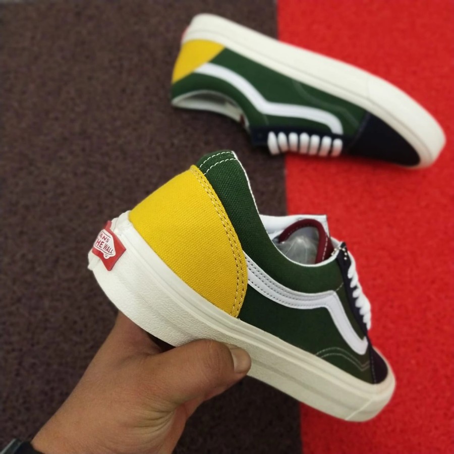 Sepatu Vans Oldskool Yacht Club Premium Bnib Green Rainbow Casual Pria - GREEN,