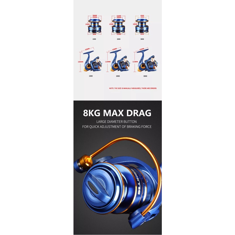 Jual reel pancing Metal spinning murah Alat gulungan senar Pancing katrol kerekan benang Rill Rell pancing ukuran 1000 2000 3000 4000 5000 6000 BILLINGS