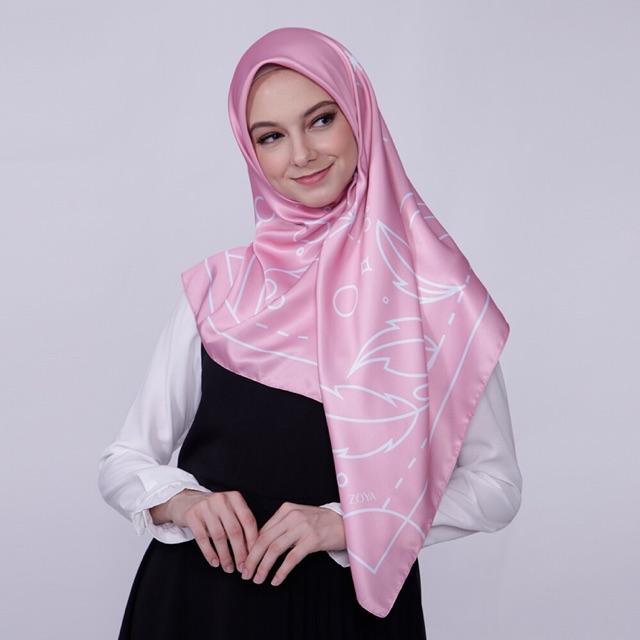 Jilbab Zoya Segiempat Reanna Pink Scraf | Hijab Zoya
