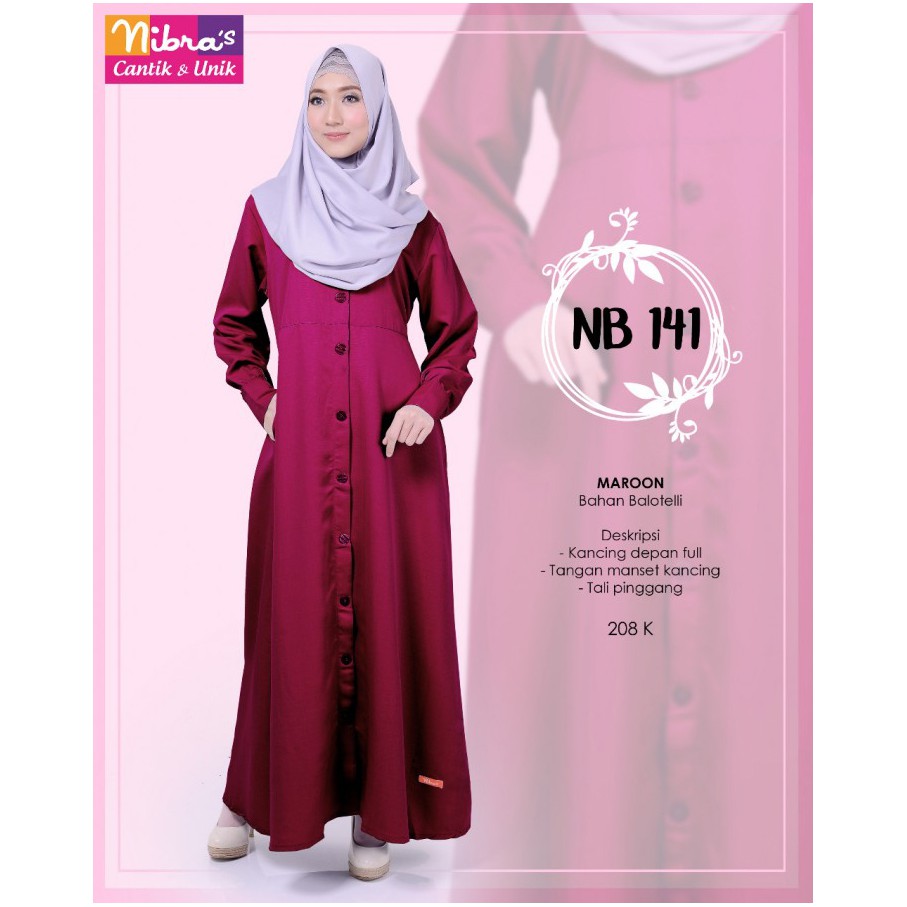 TERBARU Gamis Dewasa Nibras  NB 141 Marun Navy Hitam Abu Muda Abu Tua - Hitam, XS