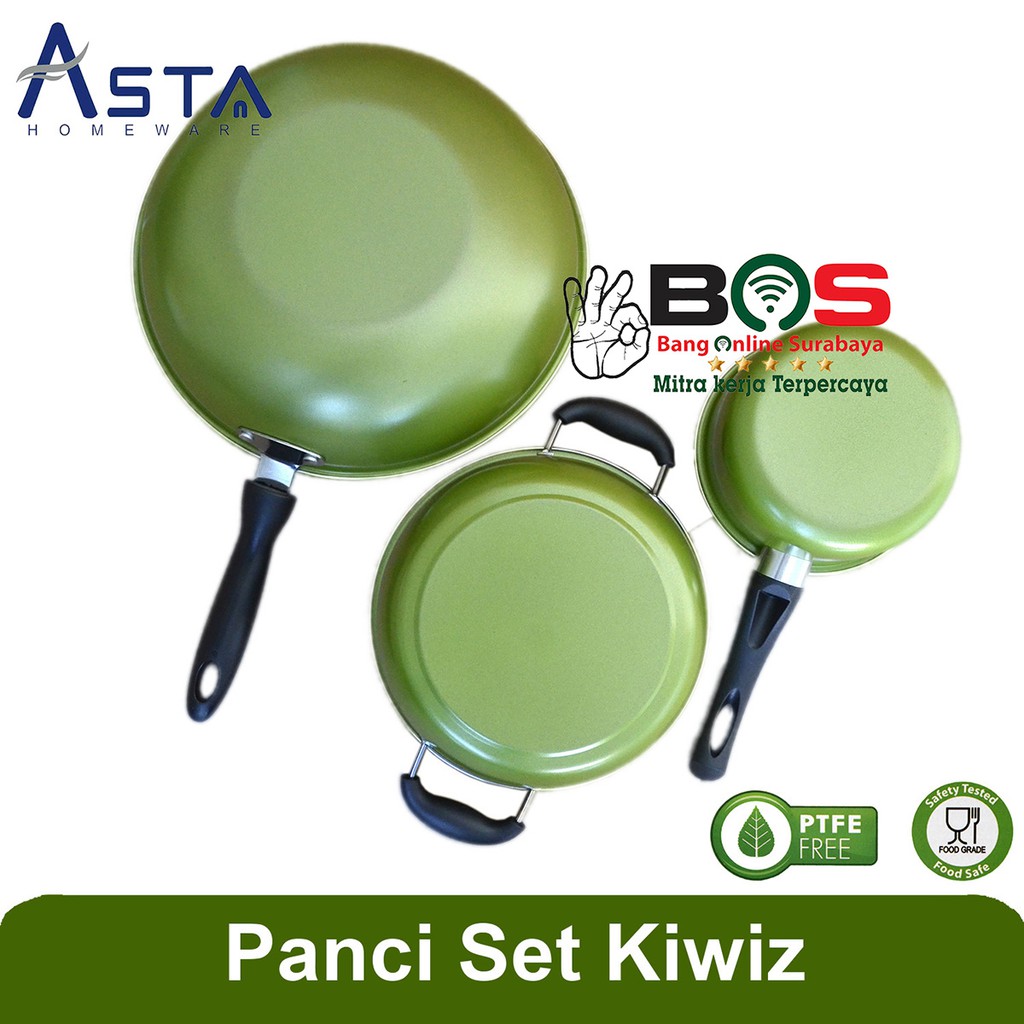 Panci Wajan Teflon Asta Kiwiz Set 7 Pcs Anti Lengket Cookware Panci Wajan Asta