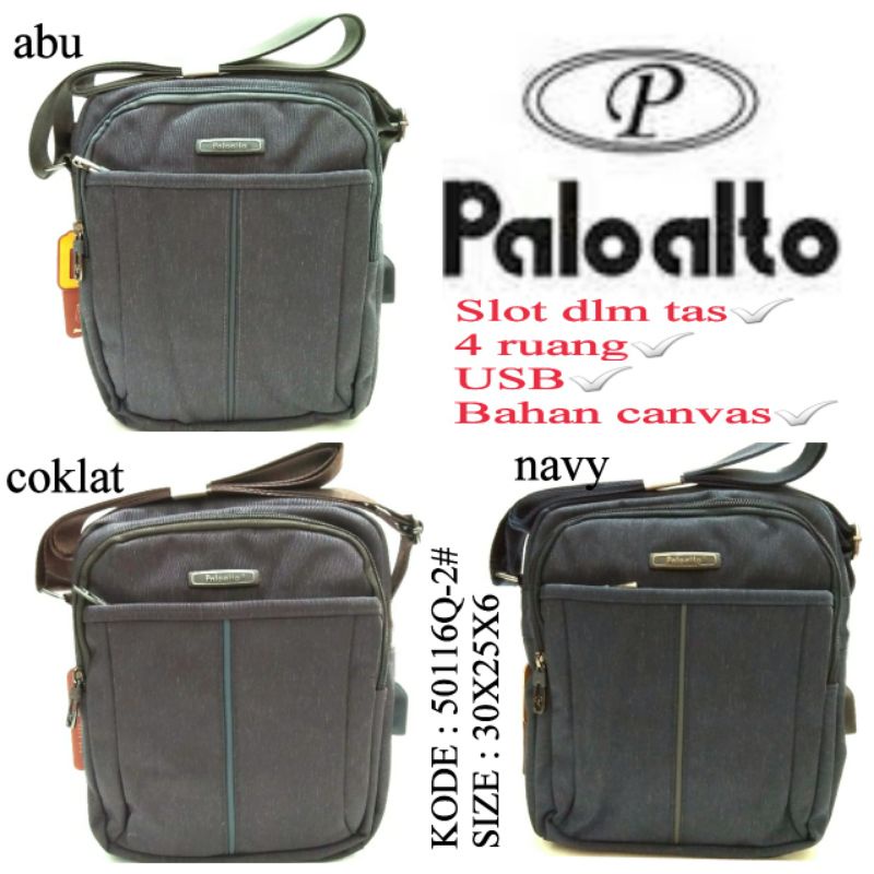 TAS SELEMPANG COWOK PALO ALTO 50116Q-2 TERBARU WARNA ABU NAVY DAN COKLAT  HARGA TERMURAH