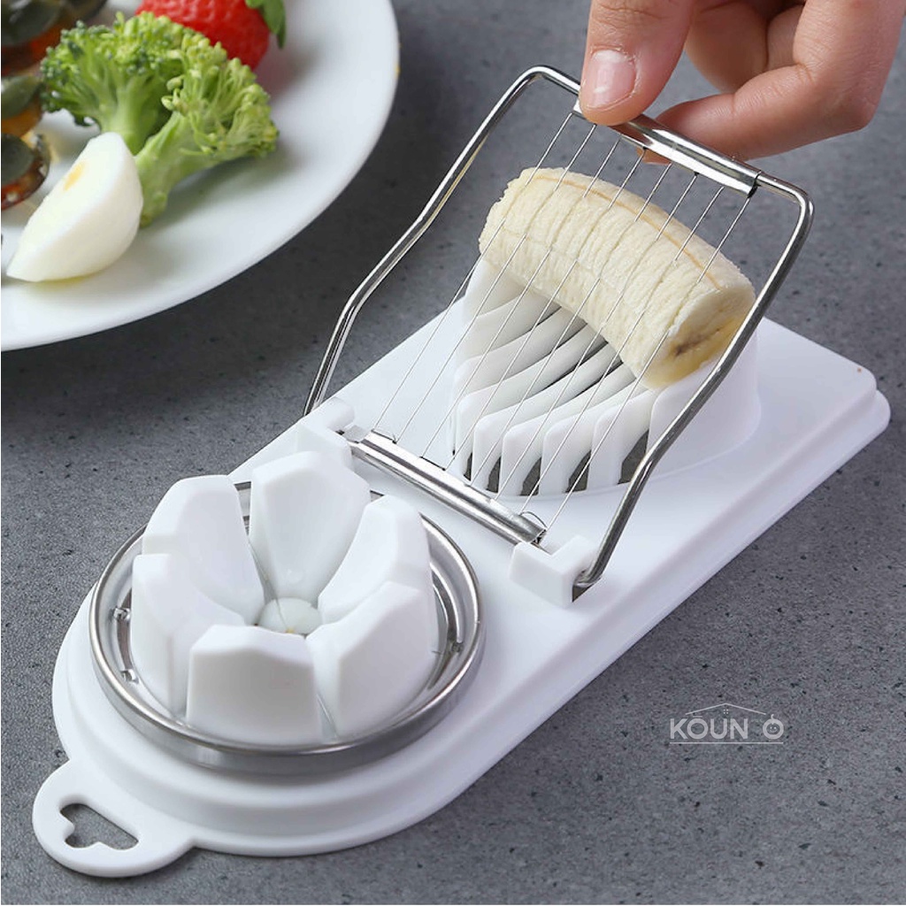 Alat Pemotong Telur Rebus Multifungsi 2 in 1 Pengiris Telor 2 in1 Bahan Plastik Egg Slicer &amp; Cutter