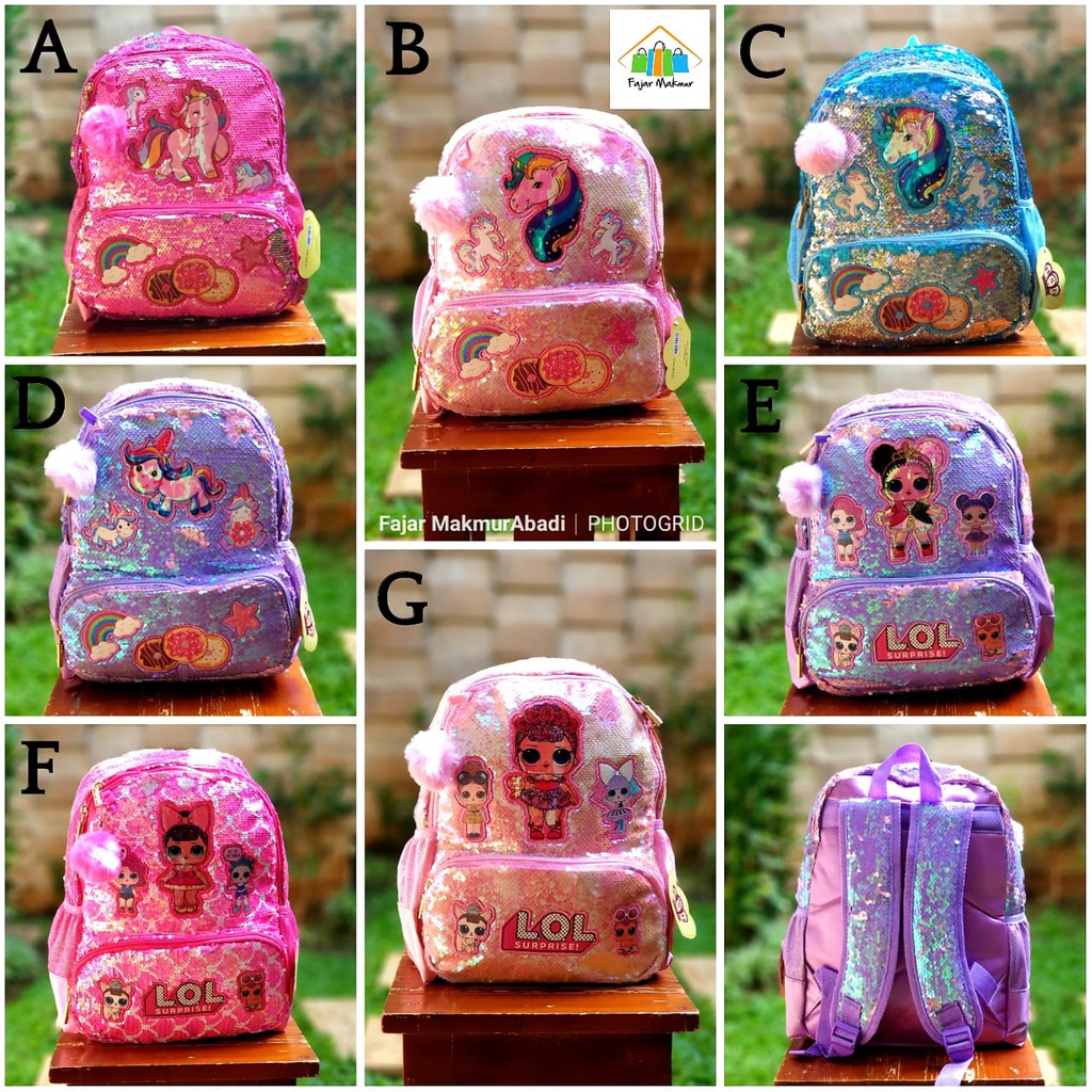 Tas Kecil Anak TK Sequin Unicorn LOL / Backpack Unicorn LOL / A168