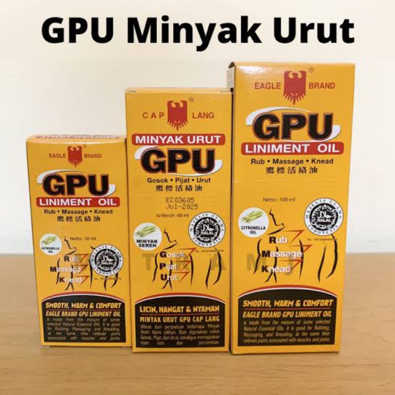 MINYAK URUT PIJAT GPU I MINYAK GPU ISI 30ML 60ML 100ML I MINYAK OLES