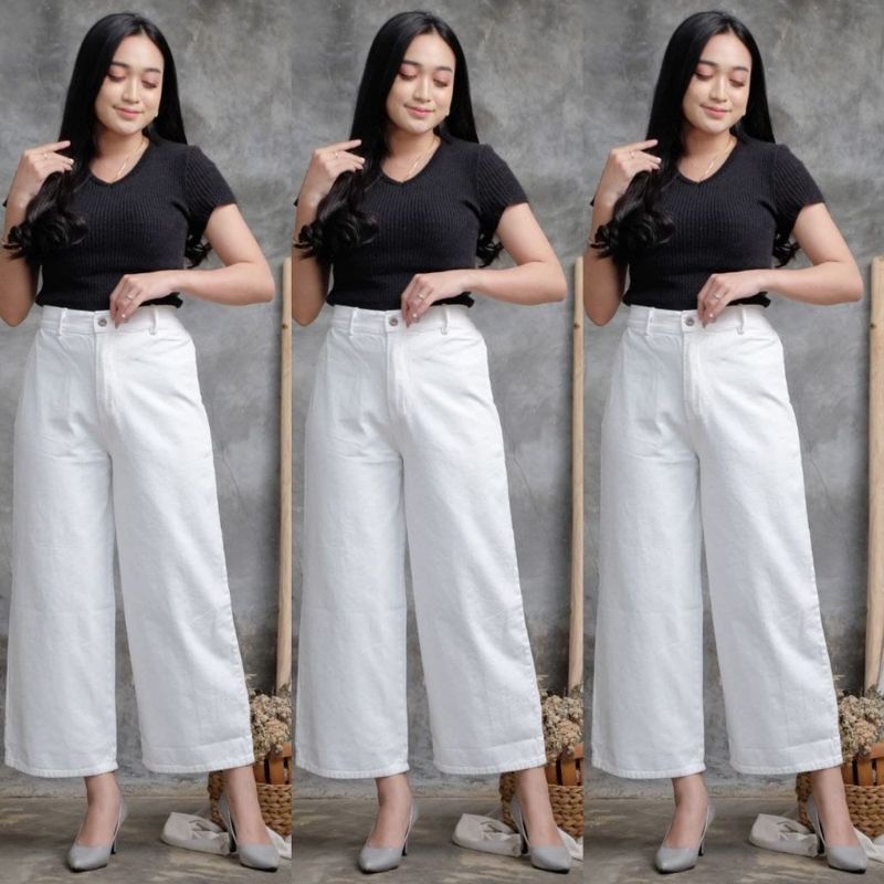 MOZZA JEANS KULOT WANITA // BAWAHAN HIGHWAIST // KULOT JEANS WARNA