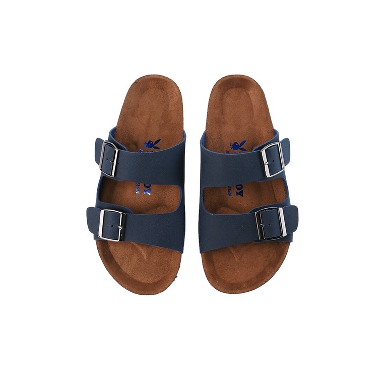 SANDAL SLIDE PLAYBOY PRIA ORIGINAL CASUAL BRANDED ASLI BIRU NAVY PL34