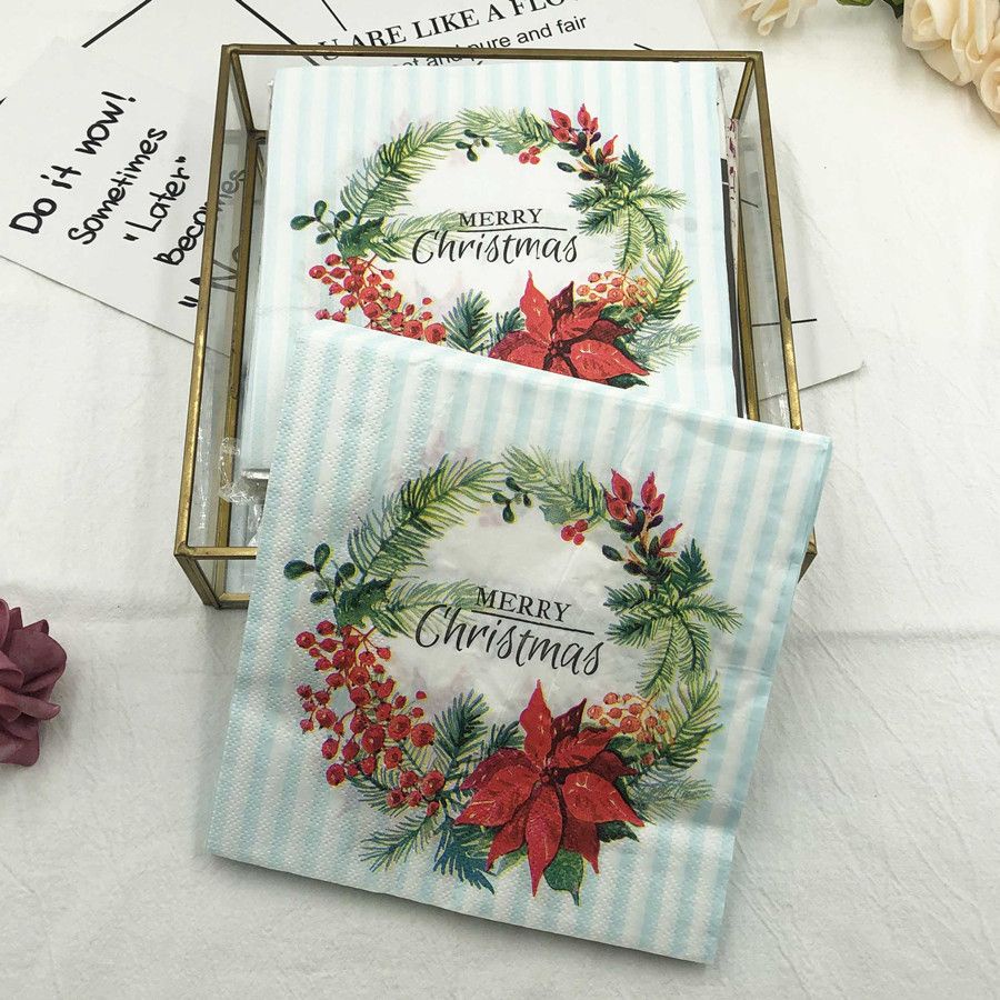 20 Sheets/Pack Christmas Theme Paper Napkin For Wedding Birthday Home Party Decoration Servilleta Supplies