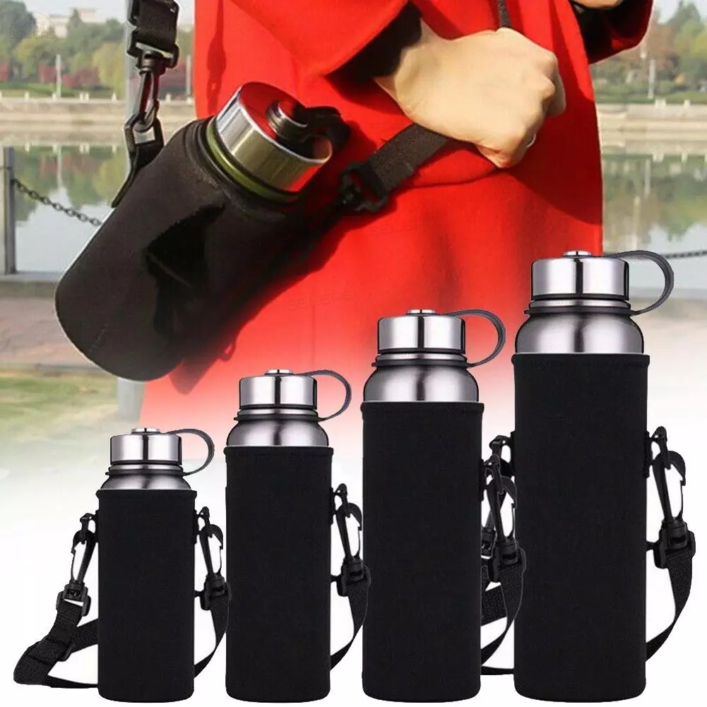 Tas Botol Air Minum Vacuum Portable Dengan Strap Untuk Olahraga / Camping / Outdoor