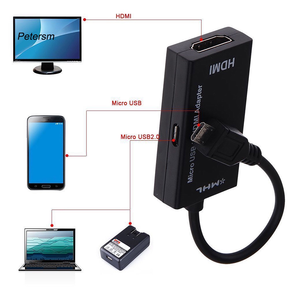 (Pt) S2 Mhl Adapter Konverter Micro Usb Ke Hdmi 1080p Untuk Android Samsung Huawei