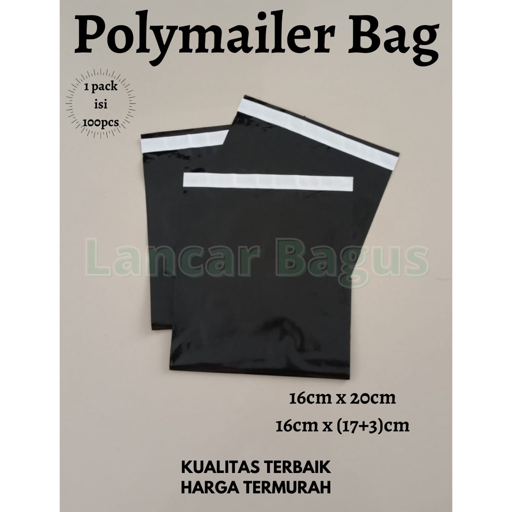 

POLYMAILER HITAM GLOSSY 16x20 Plastik Amplop