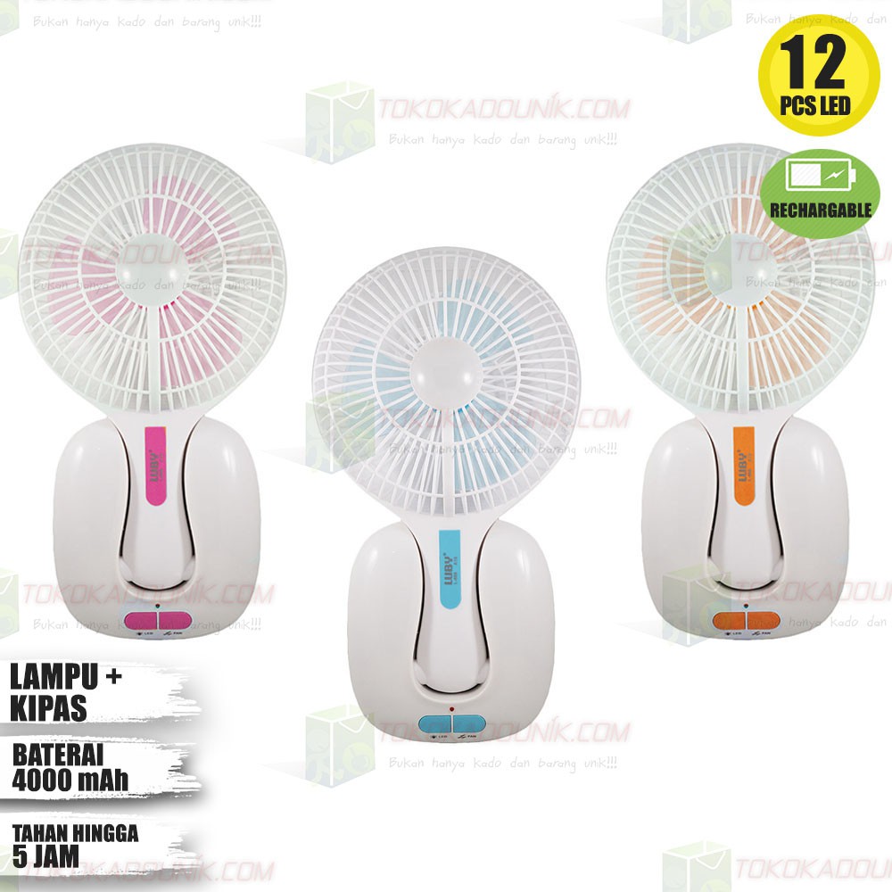 Kipas Lampu Emergency LB L688 Tahan 5 Jam + 12 LED Lampu PUTIH RANDOM