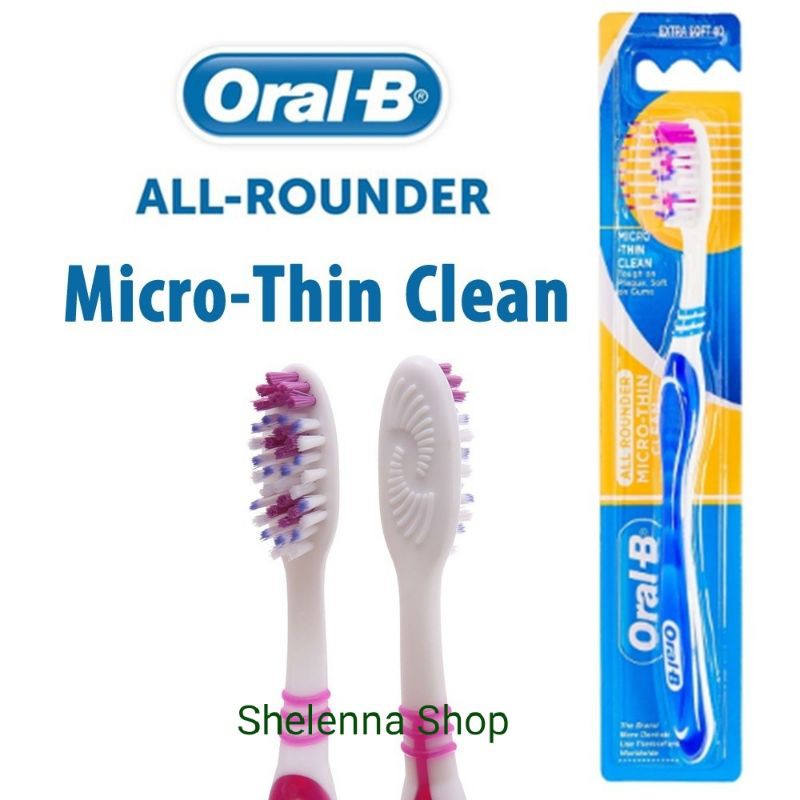 SIKAT GIGI ORAL B  MICRO THIN /CLEAN FRESH Clean Black/ All Rounder Medium TOOTHBRUSH herbal