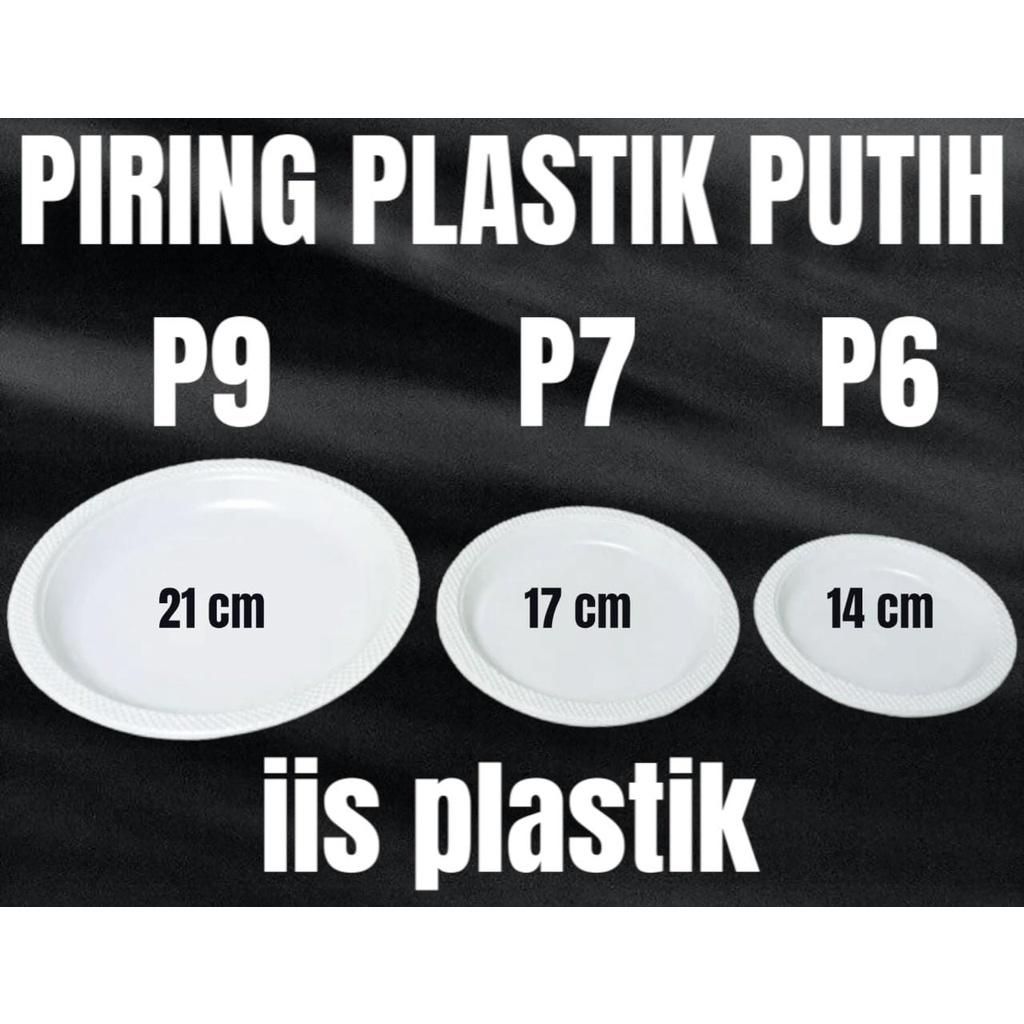 Piring Makan Plastik 50pcs Uk 9 Besar L Pesta Nasi Lauk Murah P7 Medium M P6 Small S