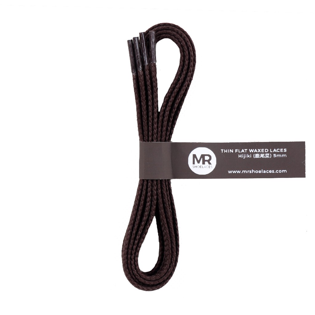 MR Shoelaces TH02 Hijiki (Coklat Tua) Tali Sepatu Lilin Gepeng Thin 3-4mm (Waxed Laces) 50cm 80cm 120cm 150cm Brown