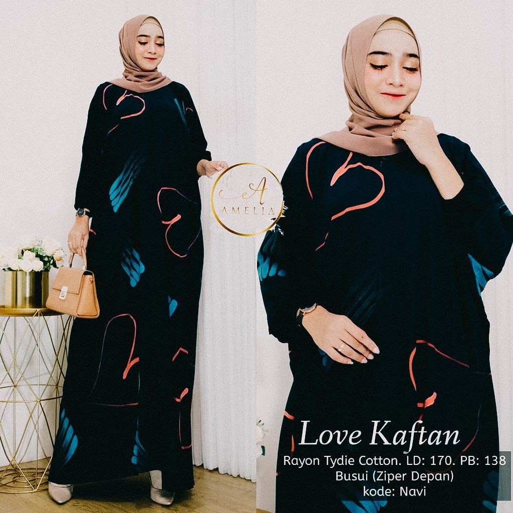 Husna Kaftan Wanita Size Super Jumbo XXXXL Rayon Tebal Motif Cap Kuas Lukis Busui Resleting Lengan Panjang Gamis Rayon Kaftan Jumbo