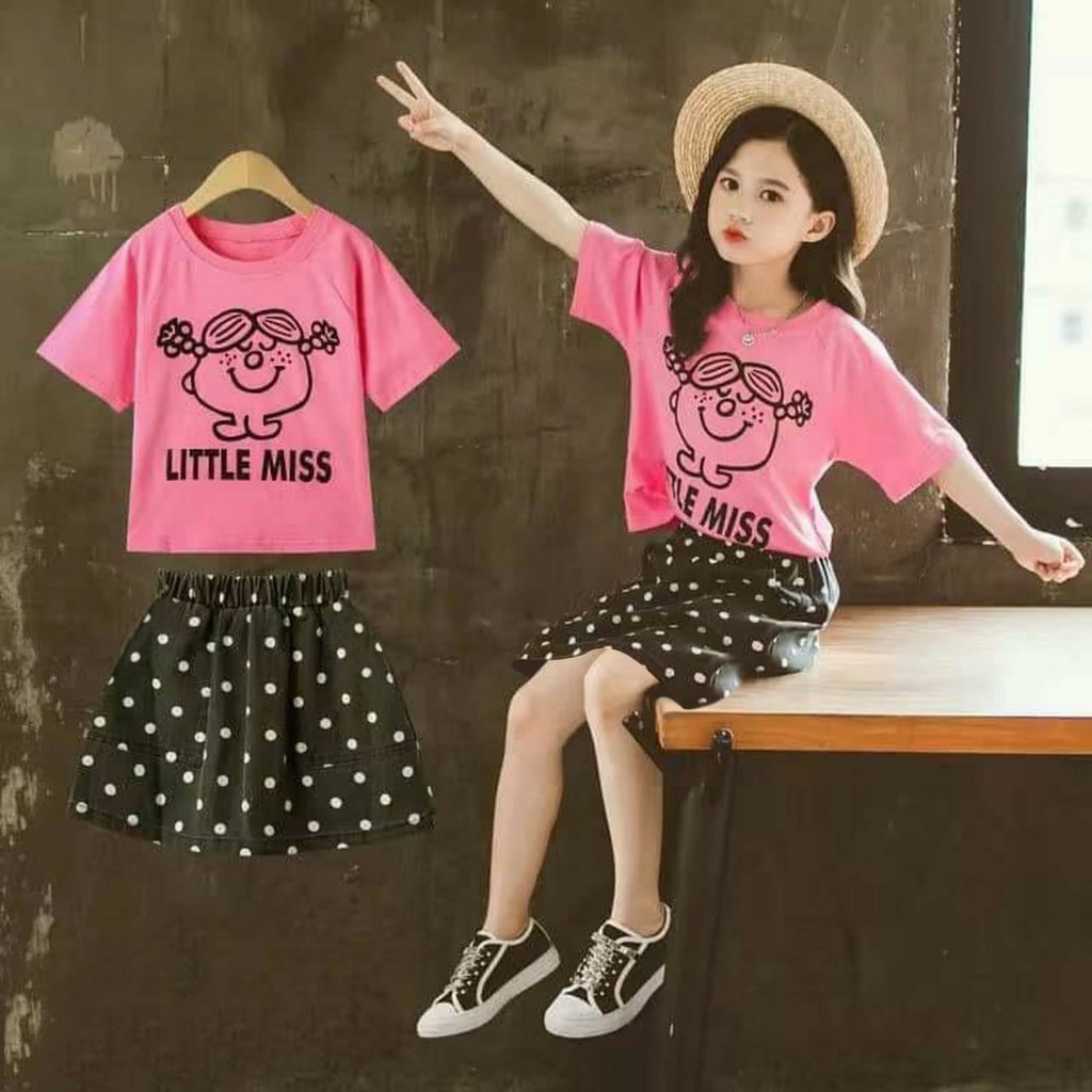 Setelan Rok Perempuan Little Miss -Baju Anak Perempuan Rok -Setelan Perempuan 1-12Tahun MALVIN