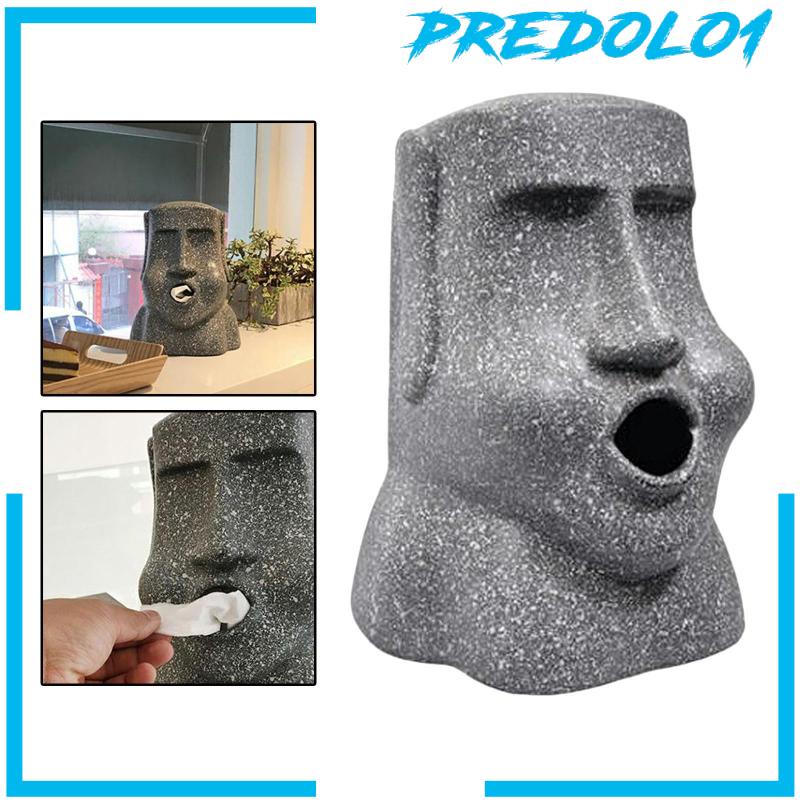 [PREDOLO1] Tissue Box Holder, Moai Sculpture Funny Novelty for Living Room Bedroom