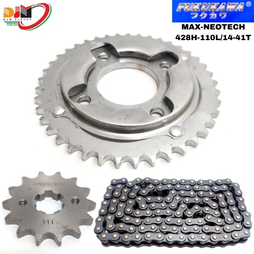 Gear Set Fukukawa Gir Paket Motor Gl Max Neotech Rantai 428H-110L-41T-14T