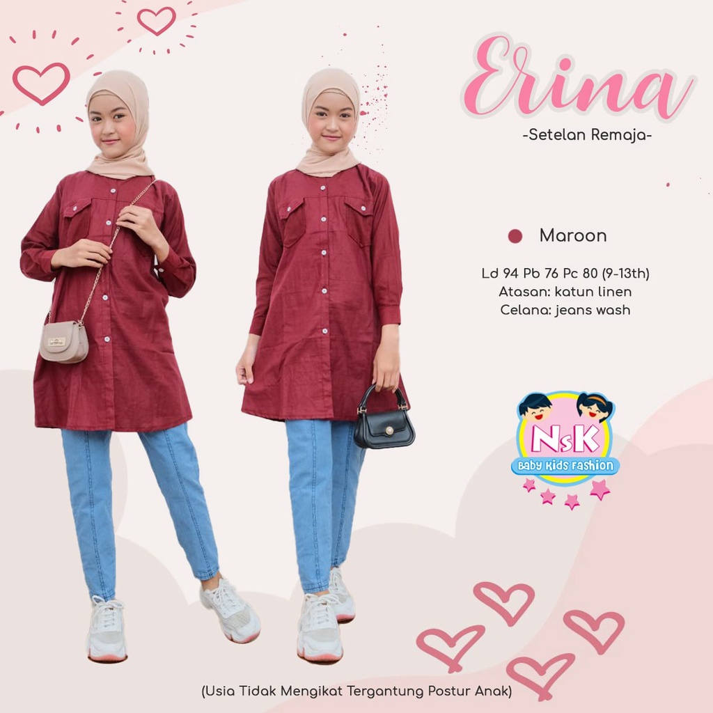 Baju Remaja Perempuan Setelan Celana Jeans Anak Remaja Tanggung Teen Set Casual Terbaru