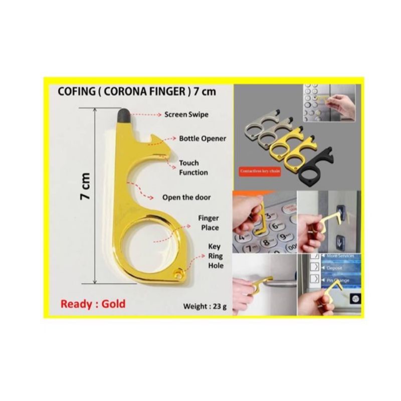 Corona finger cofing premium metal kuat zero touch door bottle opener