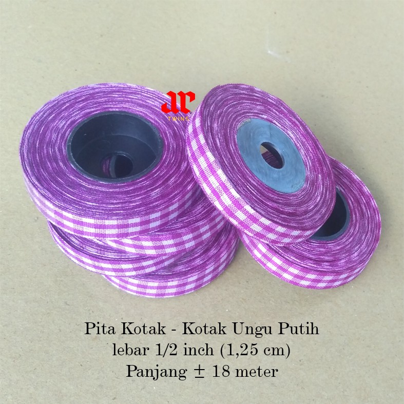 

Pita Kotak Kotak Warna Ungu Putih