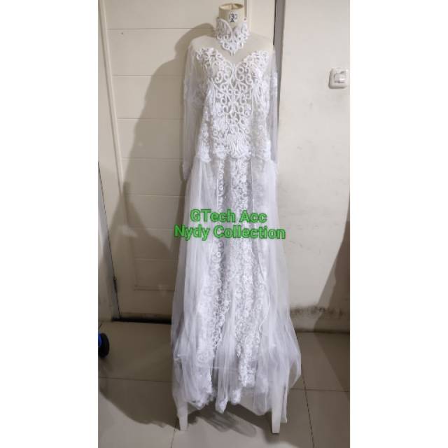 Jumbo Kebaya Akad Putih Double Tille Full Payet Jumbo