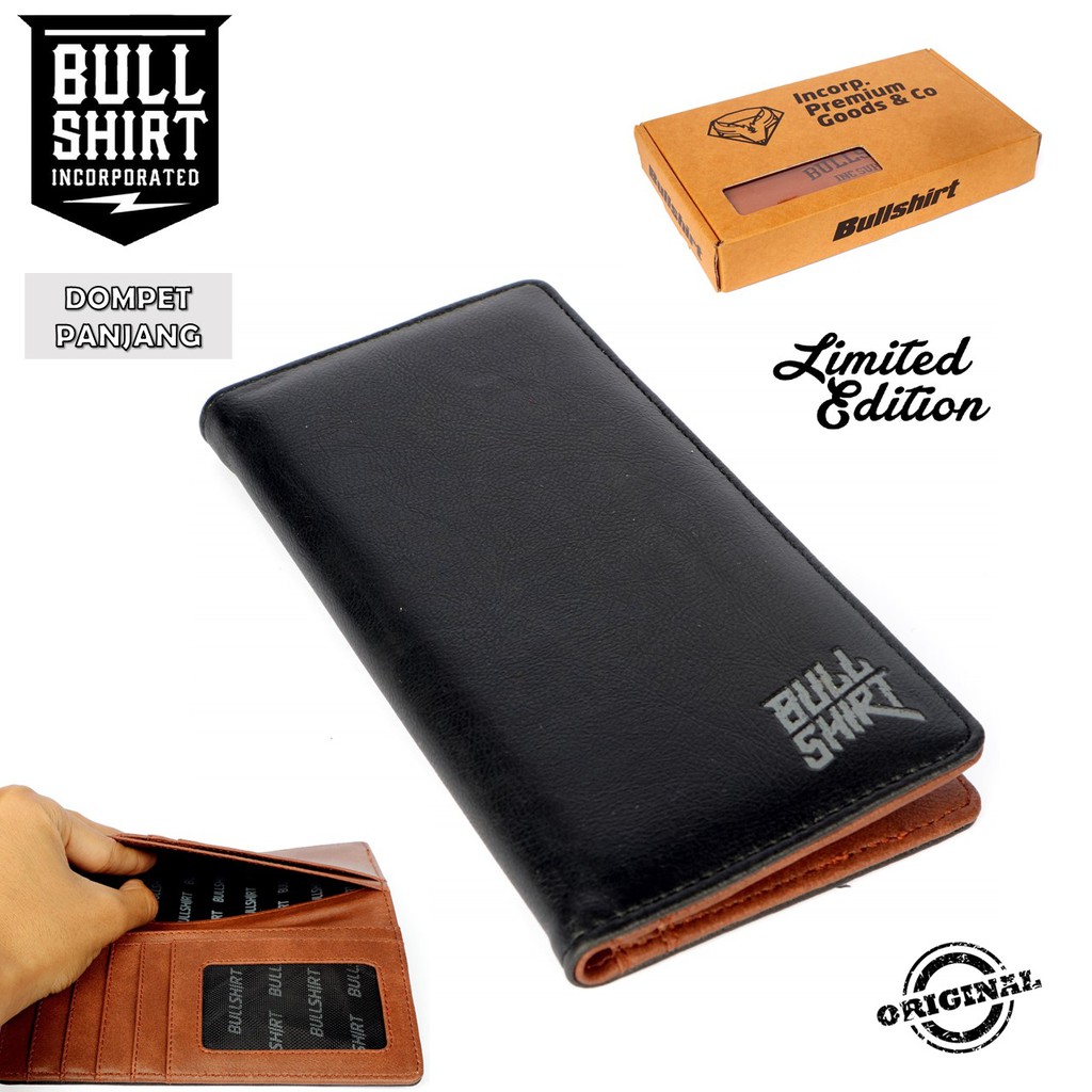 (PREMIUM) DOMPET PANJANG PRIA / DOMPET LIPAT DISTRO / DOMPET KULIT BULLSHIRT WARNA HITAM