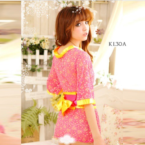 [LIMITED STOCK] KIMONO LINGERIE BAJU TIDUR WANITA KIMONO JEPANG FUSCHIA KL30A