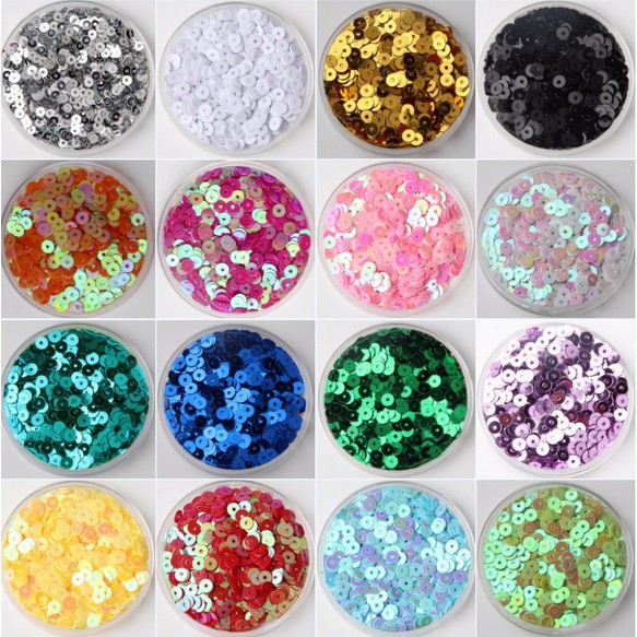 Payet Bulat Datar Bahan PVC Ukuran 3mm 4mm 6mm Untuk Kerajinan Jahit Pakaian Sepatu DIY