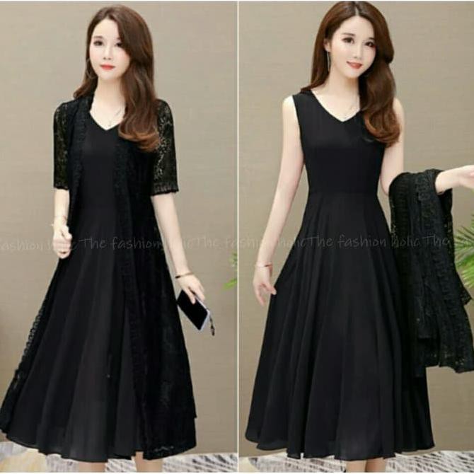 Pengiriman Cepat ORIGINAL PRODUCT LOKAL -DRESS TERBARU vr#497986 - 2in1 set LOVITA 2IN1 ON SALE