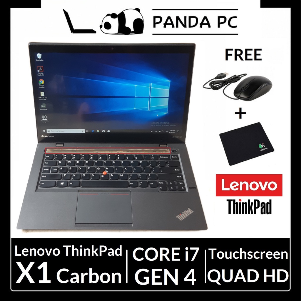 Lenovo Thinkpad X1 Carbon Core i7 4600u Touchscreen Layar Quad HD 14in