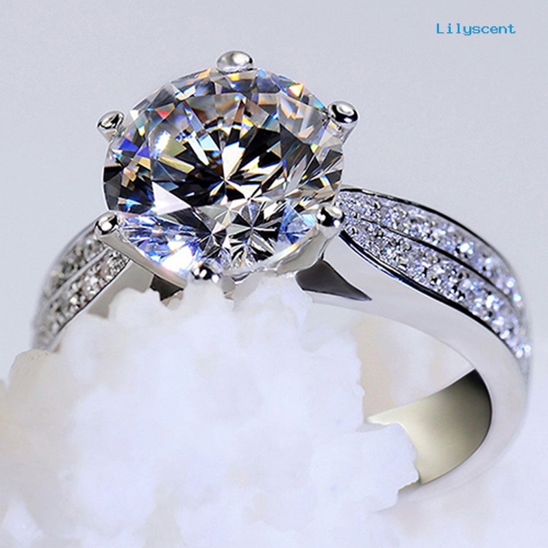 Ls Cincin Alloy Lapis Silver Hias Zircon Mewah Untuk Wanita