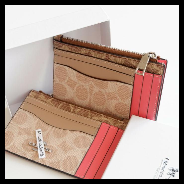 Card Holder Zippet Coach Leather Dompet Tempat Kartu Kulit Asli Cewek