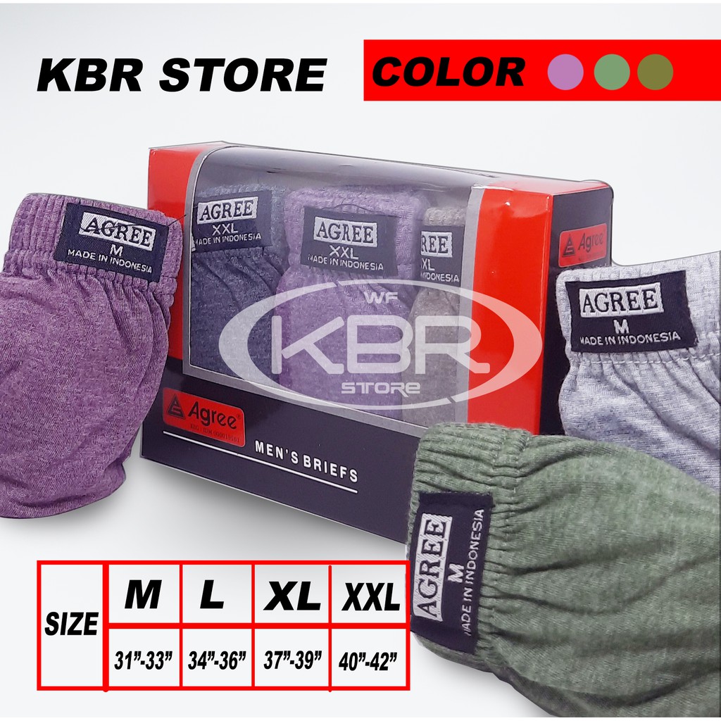 celana dalam pria celana dalam cowok agree merah isi 3 pcs kbr store