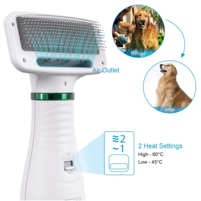 BERKUALITAS 2in1 Portable Electric Dog Hair Dryer Comb Brush Pet dryers