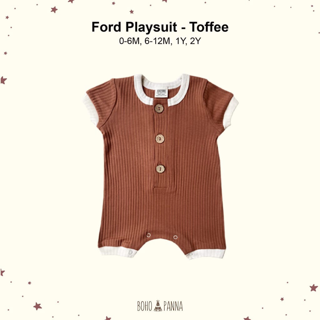 Bohopanna Ford Playsuit Lengan Pendek Romper Anak Polos Cotton Unisex